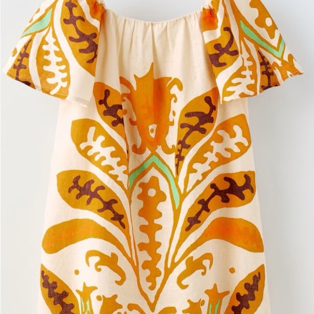 ZARA KIDS PRINTED LINEN BLEND DRESS 6yr
